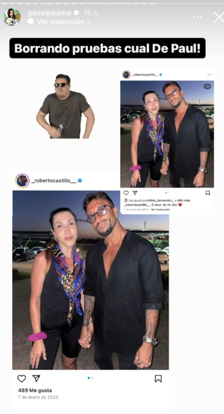 Cinthia le había dado like a la foto de Roberto con su ex.