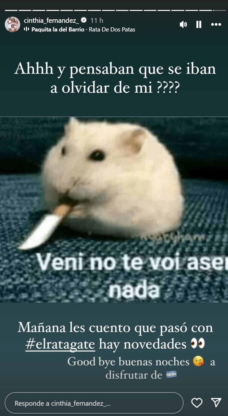 Cinthia le habría tirado un "palito" a su ex, Matías Defderico.