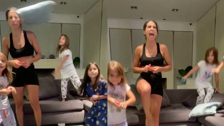 Cinthia se divierte jugando con sus hijas.