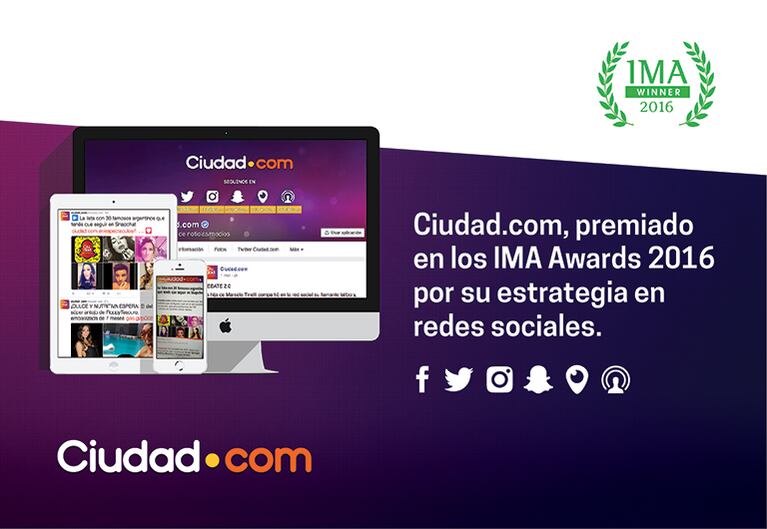 Ciudad.com, premiado en los IMA Awards 2016.