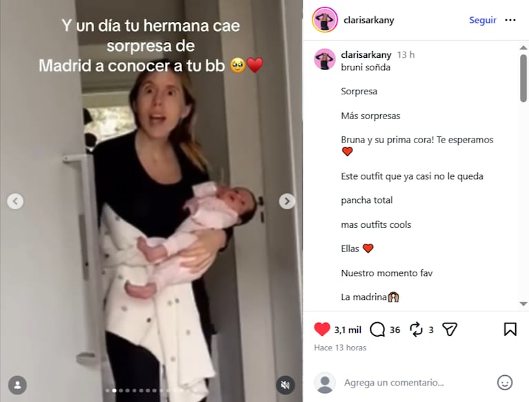 Clara Sarkany y su hermana, quien viajó especialmente desde España.
Fuente: Instagram @clarisarkany