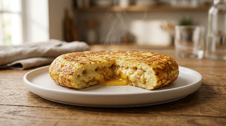 Clásica tortilla de papas española. Foto: IA