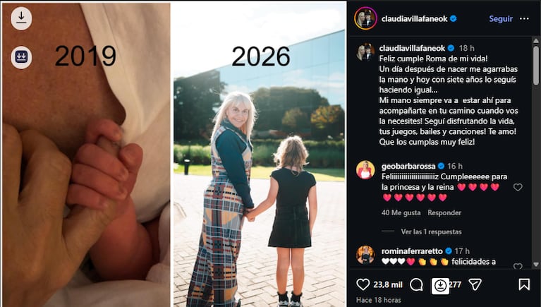 Claudia Villafañe mostró cuánto creció su nieta Roma. Crédito: Instagram
