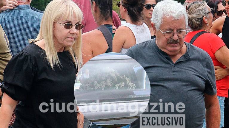 Claudia Villafañe y Tití Fernández en el último adiós a Marcelo Araujo (Fotos: Movilpress).