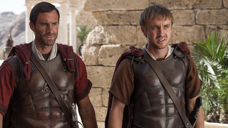 Clavius (Joseph Fiennes) and Lucius (Tom Felton) execute orders from Pontius Pilate in Columbia Pictures' RISEN, in theaters nationwide Feb. 19, 2016.