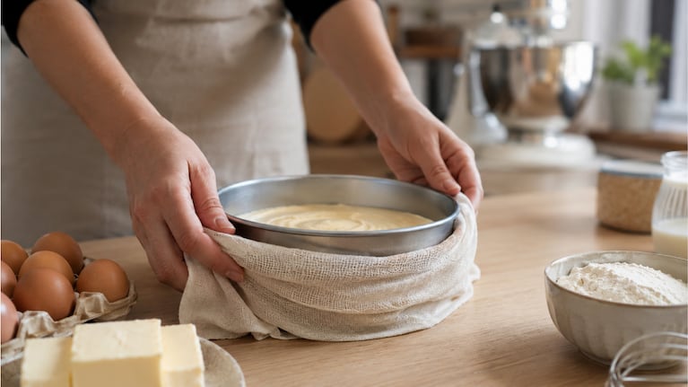 Cocinar un bizcochuelo con un trapo mojado alrededor del molde: para qué sirve este truco de expertos