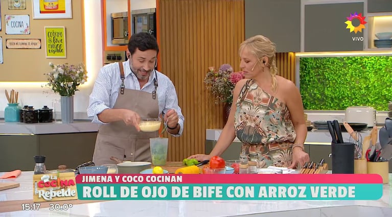 Coco Carreño mostró cómo preparar arroz verde: los secretos en La Cocina Rebelde | Créditos: Captura ElTrece