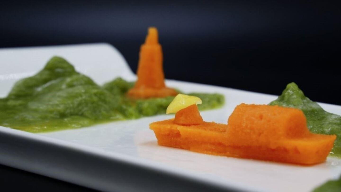 Comida impresa en 3D con puré para avanzar en la gastronomía digital. Foto: DPA.