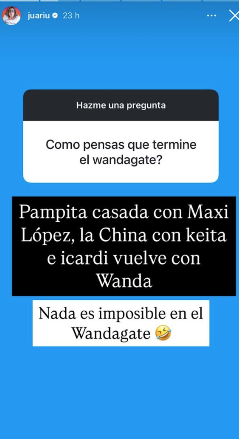¿Cómo termina el WandaGate? Foto: IG | juariu