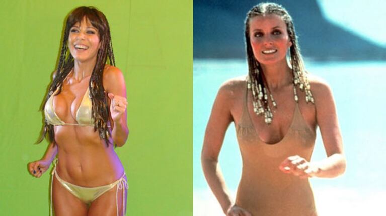 ¿Con cuál te quedás? Iliana Calabró con look Bo Derek para el teatro (Fotos: Alejandro Veroutis)