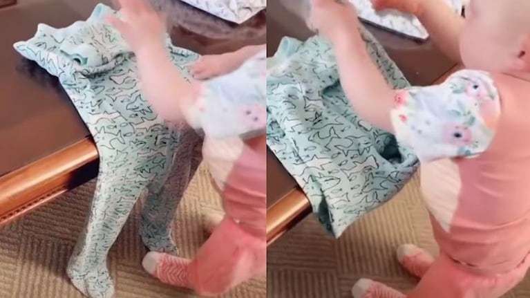 Con siete años, esta niña hace una demostración de sus habilidades autodidactas para doblar la ropa