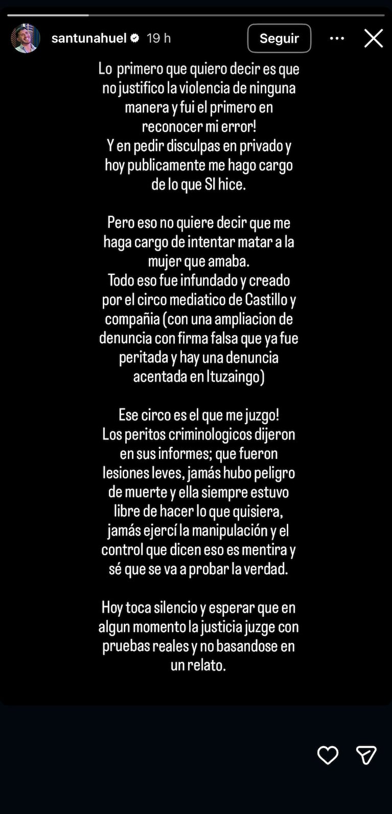 Condenado por intentar matar a Emily Ceco, Santiago Martínez habló desde la cárcel y negó todo (captura de Instagram)