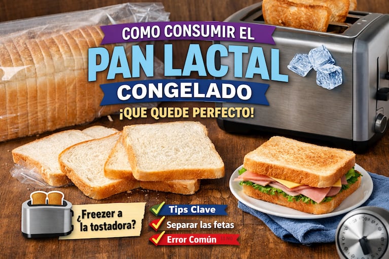 Congelar pan lactal: cómo consumirlo correctamente para que no quede gomoso ni húmedo (foto creada con IA)