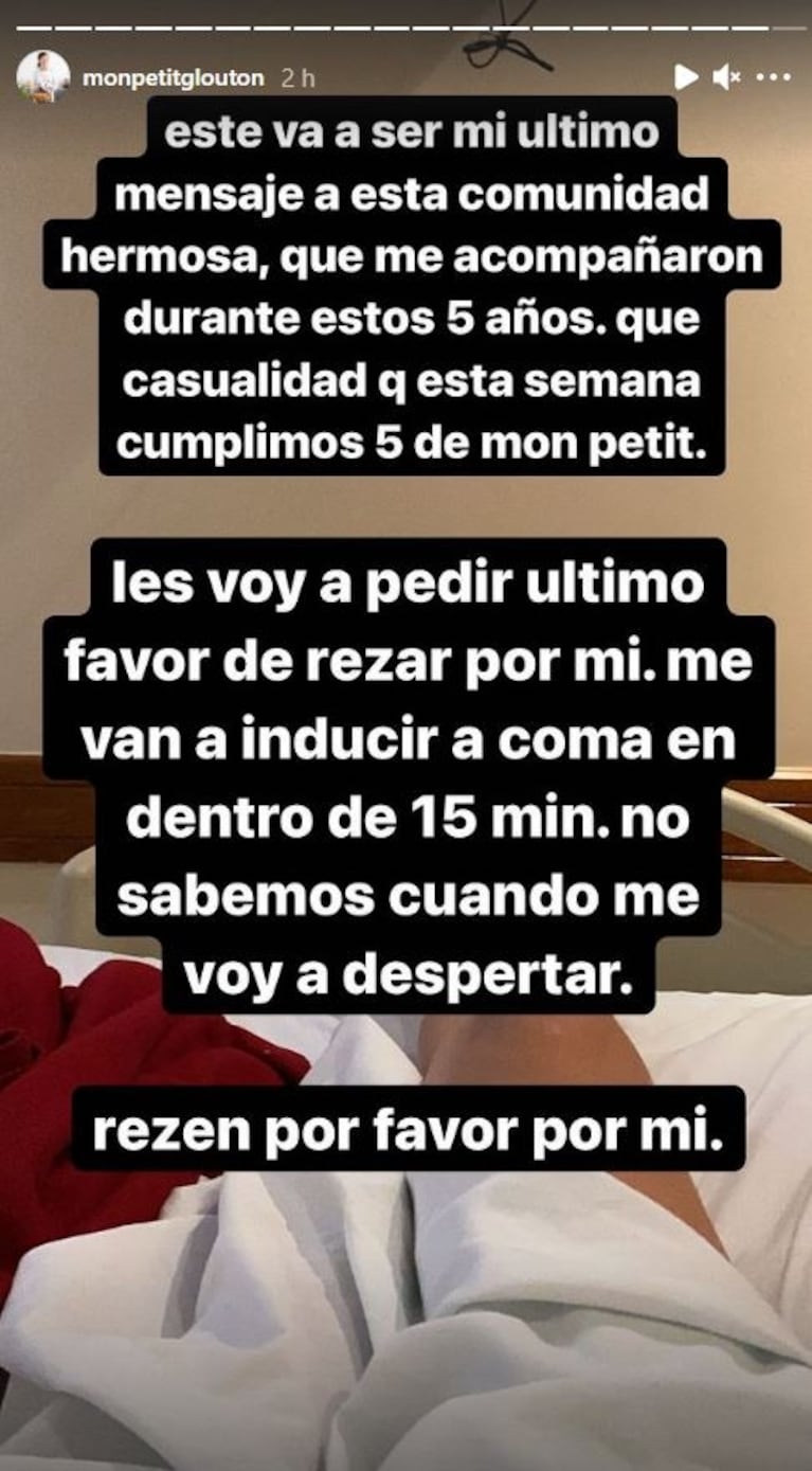 Conmovedor mensaje de Karina Gao, minutos antes de ser inducida a un coma farmacológico: "Recen por mí, no sé cuándo voy a despertar"