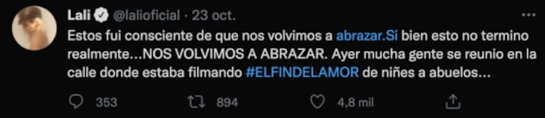 Conmovedor mensaje de Lali Espósito a un fan que la abrazó llorando emocionado: "No me acostumbro" 