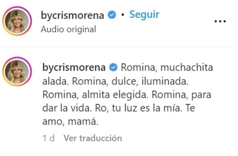 Conmovedor posteo de Cris Morena a 12 años de la muerte de Romina Yan: "Tu luz es mía"