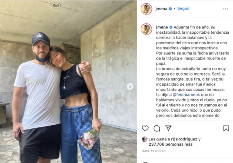 Conmovedor posteo de Jimena Barón en el aniversario de la muerte de su papá: "En esta fecha, me duele el alma" 