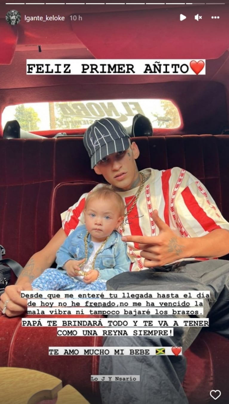 Conmovedores posteos de L-Gante y Tamara Báez por el cumpleaños de su hija Jamaica en medio de rumores de separación 