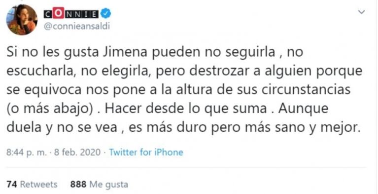 Connie Ansaldi apoyó a Jimena Barón en medio de la polémica y su quiebre emocional: "Yo la banco" 