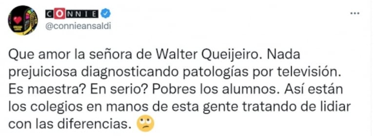 Connie Ansaldi criticó con todo a la esposa de Walter Queijeiro por sus audios contra Locho Loccisano