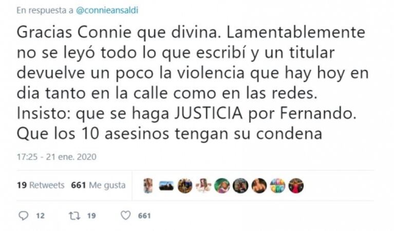 Connie Ansaldi cuestionó a quienes atacaron a Belu Lucius por opinar sobre el asesinato de Fernando Báez Sosa