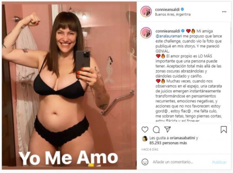 Connie Ansaldi explicó por qué compartió una foto sin filtros en ropa interior: "Soy yo en mi formato original y me amo"