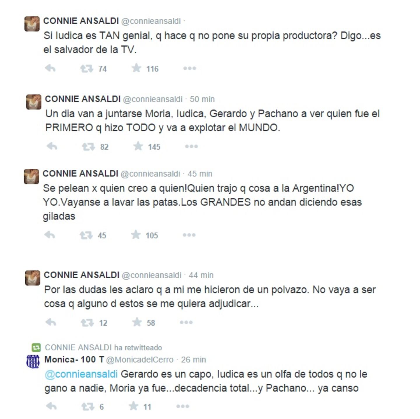 Connie Ansaldi, lapidaria con Iúdica en Twitter: "Si es tan genial, ¿qué hace que no pone su propia productora?" (Foto: Twitter)