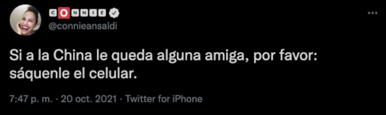 Connie Ansaldi volvió a apuntar fuerte contra China Suárez: "Sáquenle el celular"