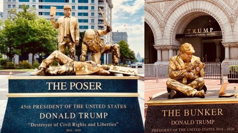 Contra Donald Trump: instalan estatuas vivientes como protestas raciales