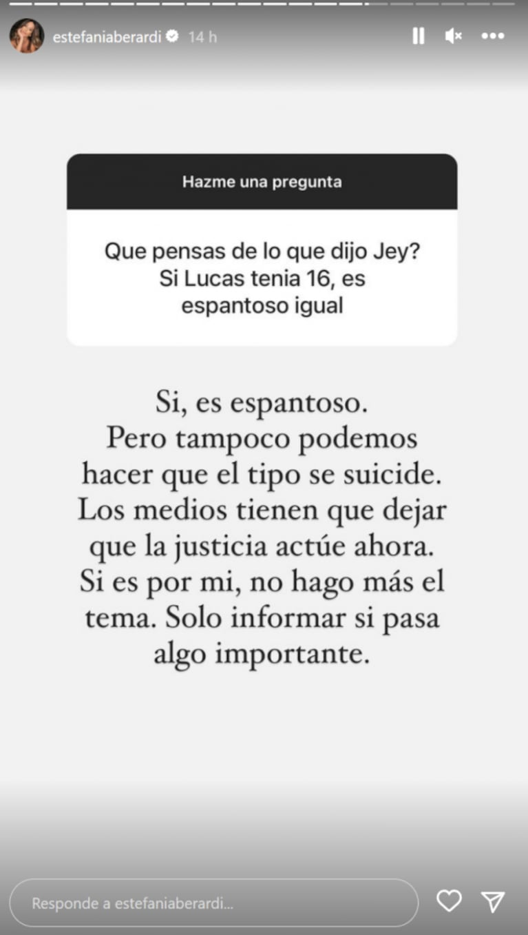 Contundente opinión de Estefi Berardi sobre el descargo de Jey Mammon: "Si es por mí, no haría más el tema"