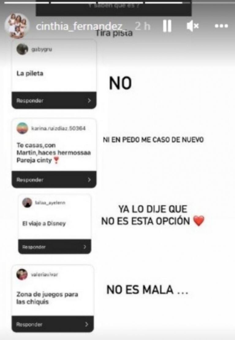 Contundente respuesta de Cinthia Fernández cuando le preguntaron si se casaría con Martín Baclini