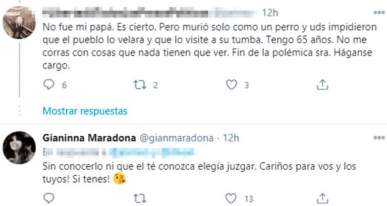 Contundente respuesta de Gianinna Maradona cuando le cuestionaron que "el pueblo no pudo despedir" a Diego: "Se los compartí toda la vida"