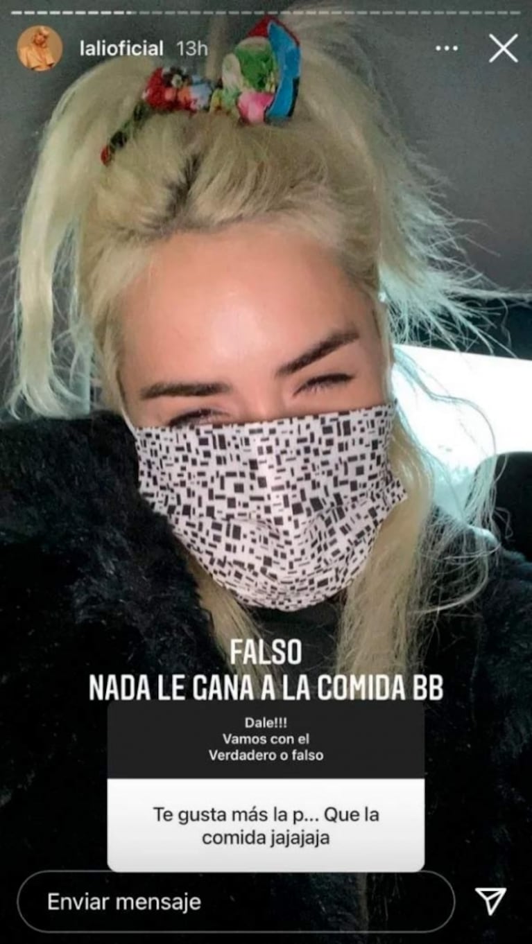 Contundente respuesta de Lali Espósito a una pregunta desubicada: "Nada le gana a la comida, bebé"