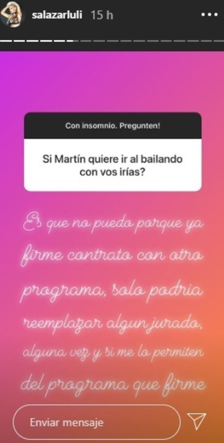 Contundente respuesta de Salazar sobre si iría al Bailando con Baclini: "Solo podría reemplazar a un jurado"