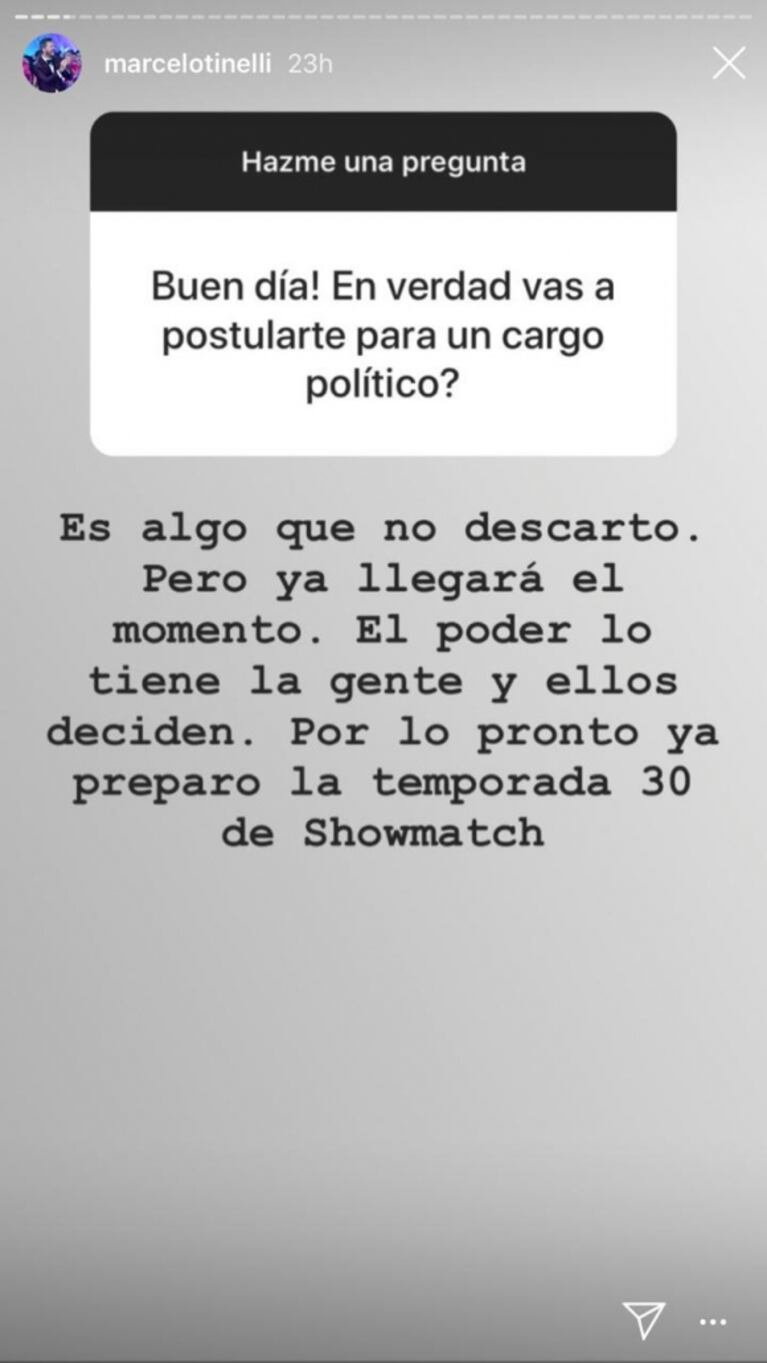 Contundente respuesta de Tinelli cuando le preguntaron con qué fuerza política se identifica: "Tengo raíces peronistas"