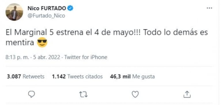 Contundente tweet de Nicolás Furtado tras los rumores de crisis con Ester Expósito