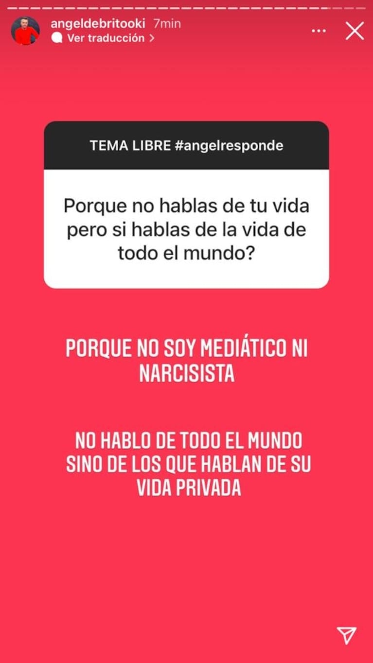 Contundentes posteos de Ángel de Brito sobre por qué no habla de su vida privada: "No soy un narcisista"