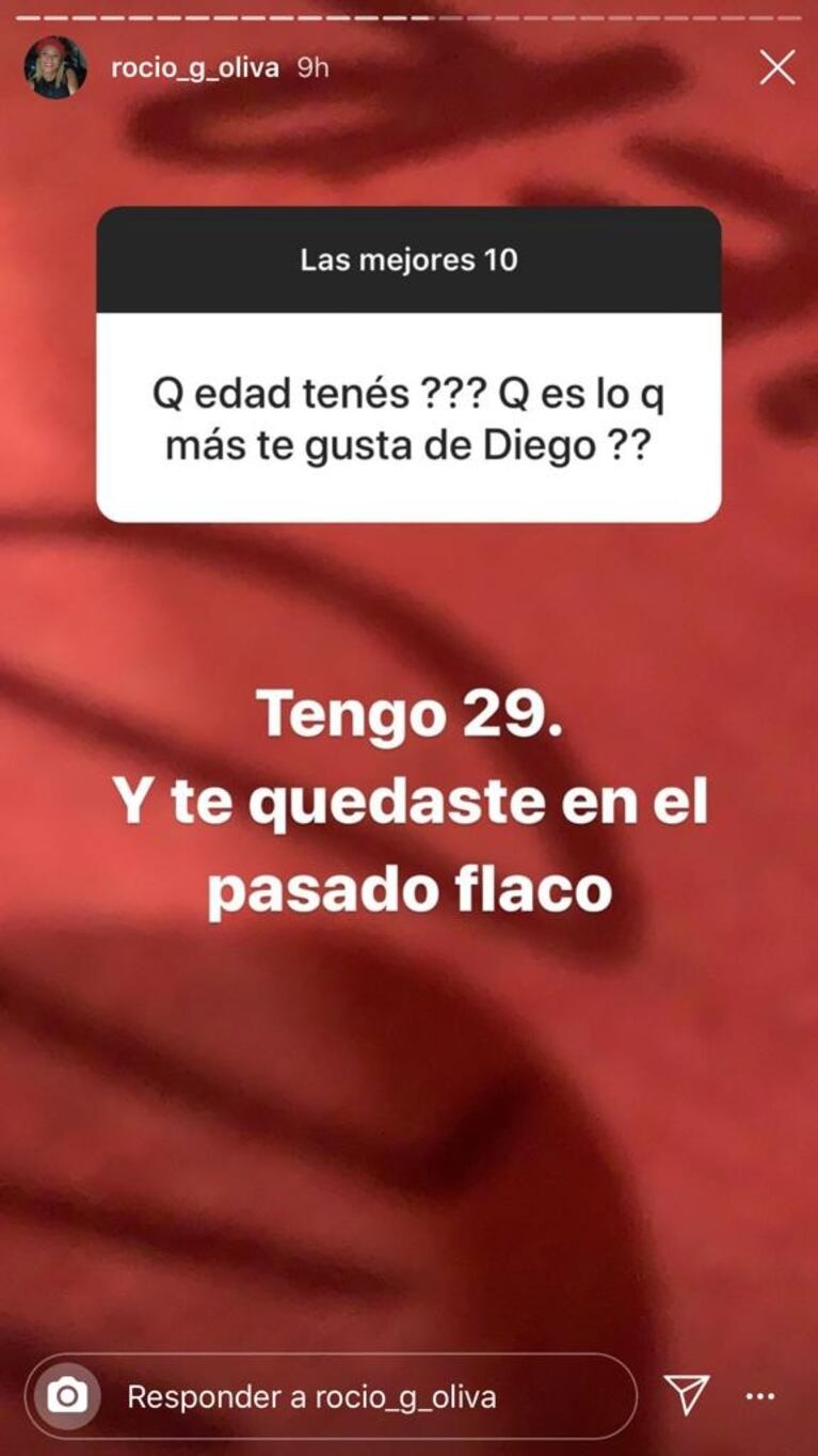 Contundentes respuestas de Rocío Oliva cuando le preguntaron por Diego Maradona: "Te quedaste en el pasado"