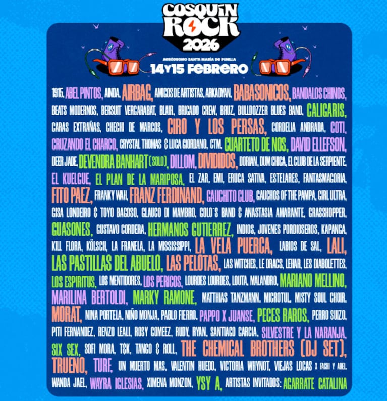 Cosquín Rock 2026: fechas, lugar y la grilla completa del festival en Santa María de Punilla