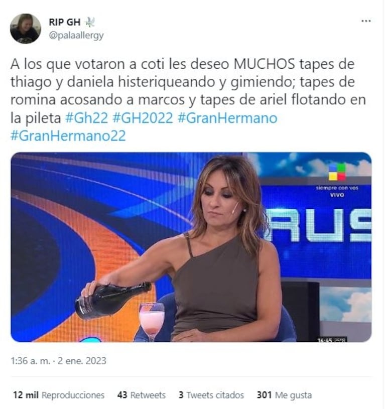 Coti fue eliminada de Gran Hermano 2022 y las redes estallaron de memes