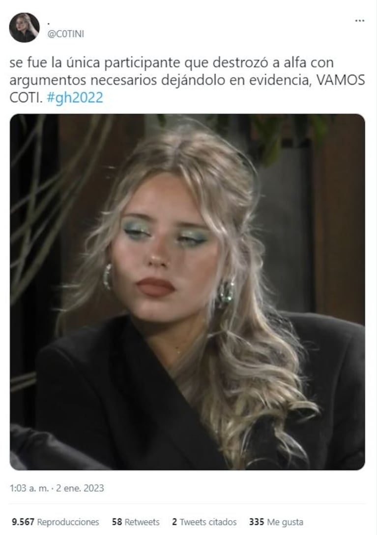 Coti fue eliminada de Gran Hermano 2022 y las redes estallaron de memes