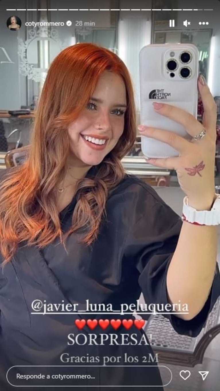 Coti Romero llegó a los 2 millones en Instagram y se cambió el color de pelo