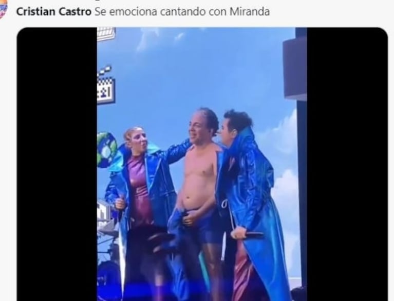 Cristian Castro se quitó la ropa en pleno show de Miranda! y fue furor en redes: el video