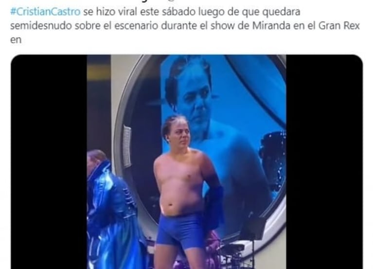 Cristian Castro se quitó la ropa en pleno show de Miranda! y fue furor en redes: el video