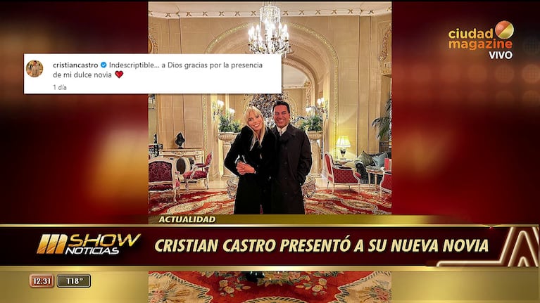 Cristian Castro y su nueva novia (Foto: captura de Mshow).