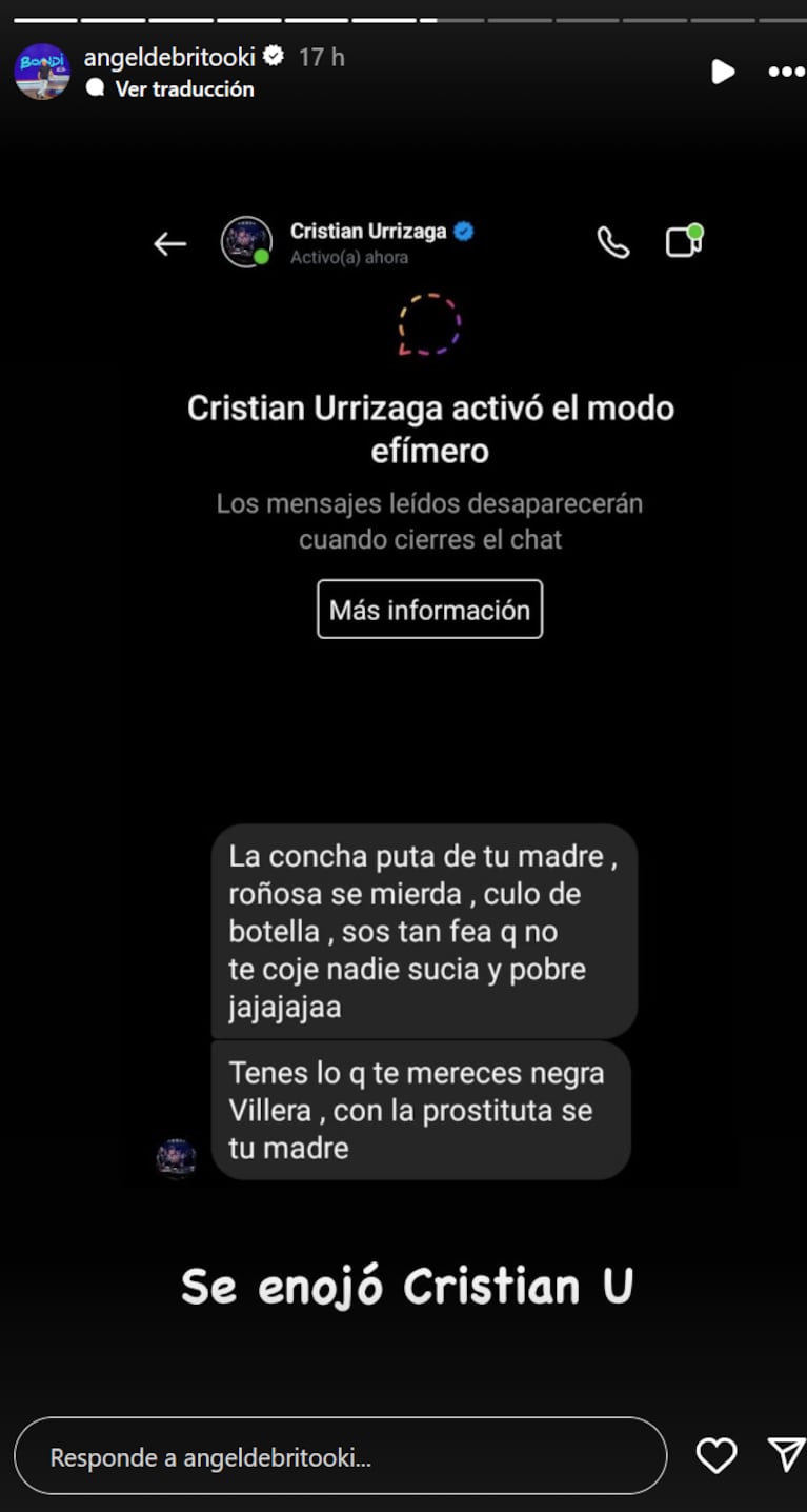 Cristian U le dedicó un fuerte insulto a una seguidora: qué dijo el ganador de Gran Hermano 2011