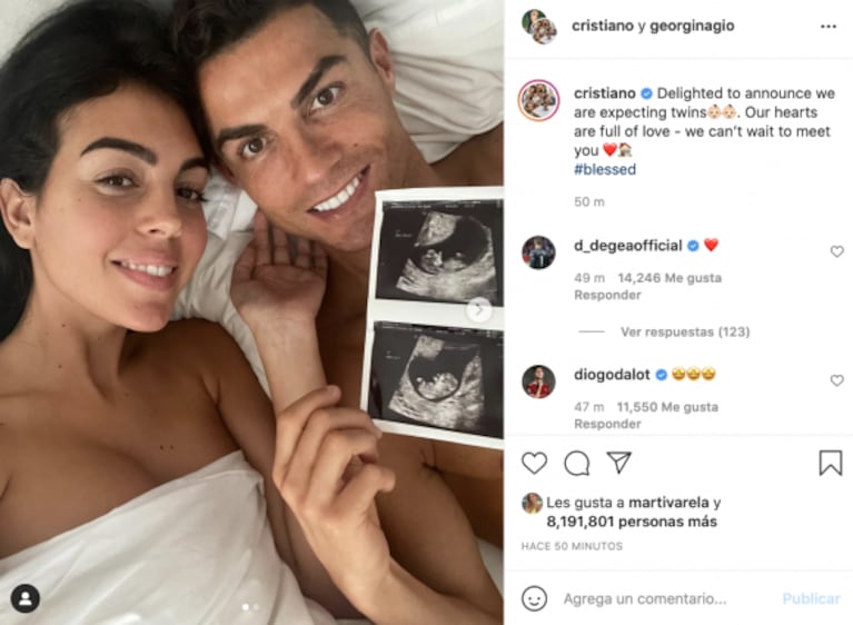 Cristiano Ronaldo y Georgina Rodríguez confirmaron que esperan mellizos: "Nuestros corazones están llenos de amor"