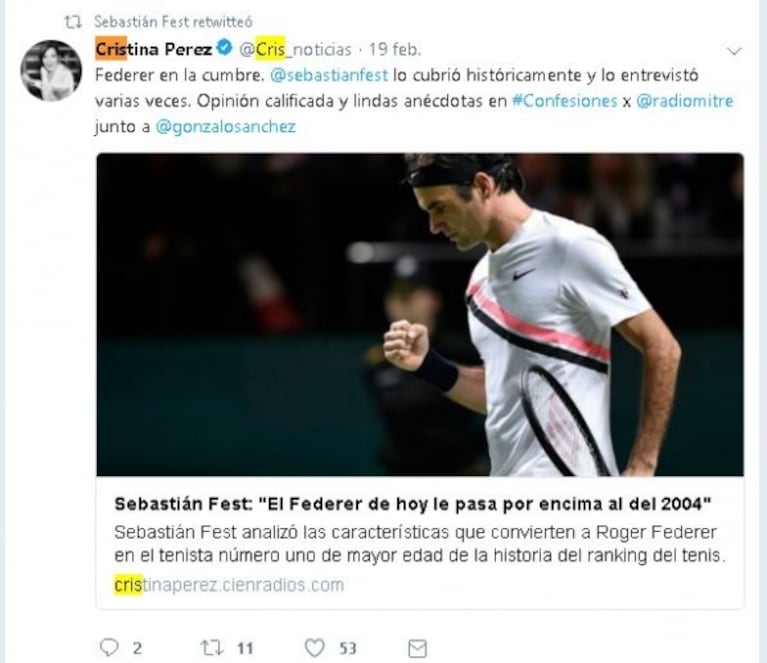 Cristina Pérez blanqueó su noviazgo con un periodista deportivo de La Nación