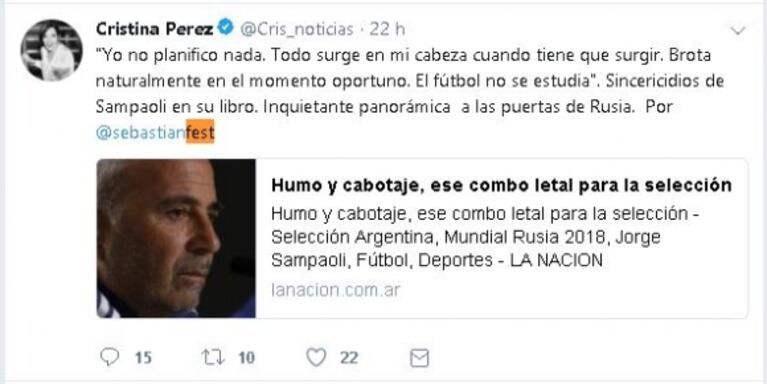 Cristina Pérez blanqueó su noviazgo con un periodista deportivo de La Nación