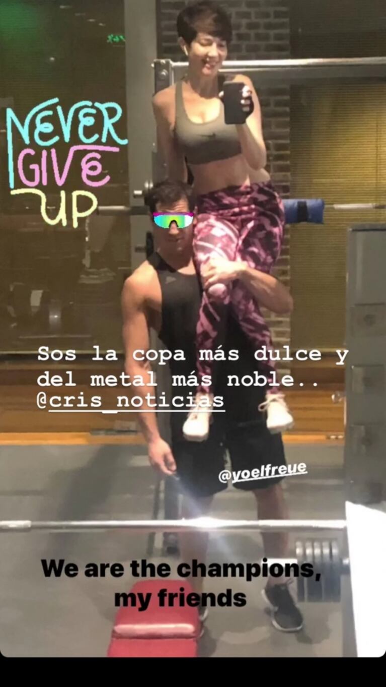 Cristina Pérez, tarde de gym, amor y risas con su joven y musculoso novio, Yoel Freue: "La copa más dulce"